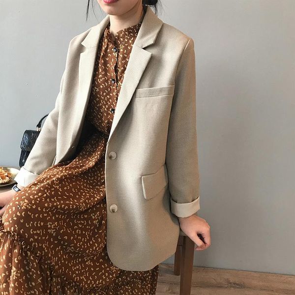 

eorutciz autumn oversize blazer women streetwear vintage elegant jacket winter fashion slim casual office outerwear lm928, White;black