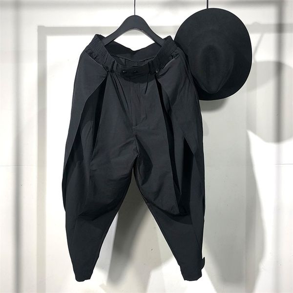 

owen seak men casual harem pants men clothing cargo high street sweatpants autumn men calf-length japanese black pants 201109