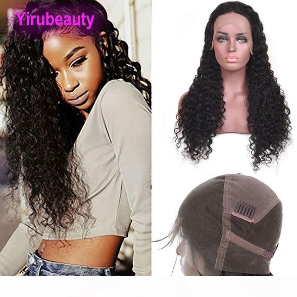 

malaysian human hair water wave natural color wet and wavy full lace wig with baby hair pre plucked adjustable band human hair wigs, Black;brown