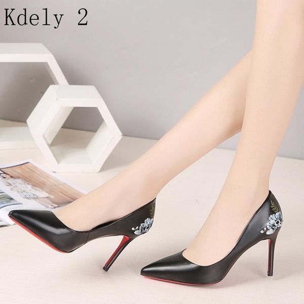 

dress shoes sell classic women pointed toe pumps patent leather high heels boat wedding zapatos mujer flower, Black