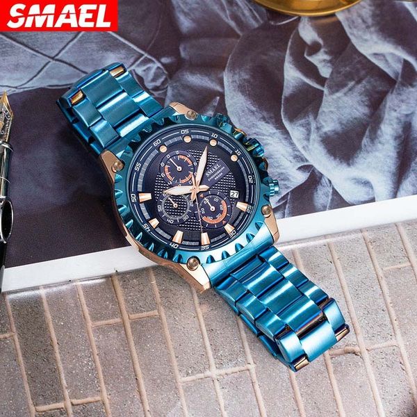 

smael smer business fashion men's watch outdoor sports steel belt waterproof timepiece, Slivery;brown