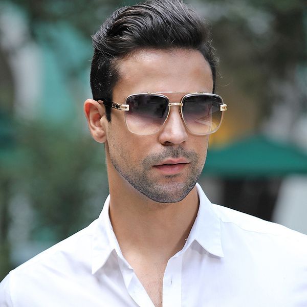 

new generous frame sunglasses men's net red star same cut edge sunglasses men's sunglasses 1276, White;black