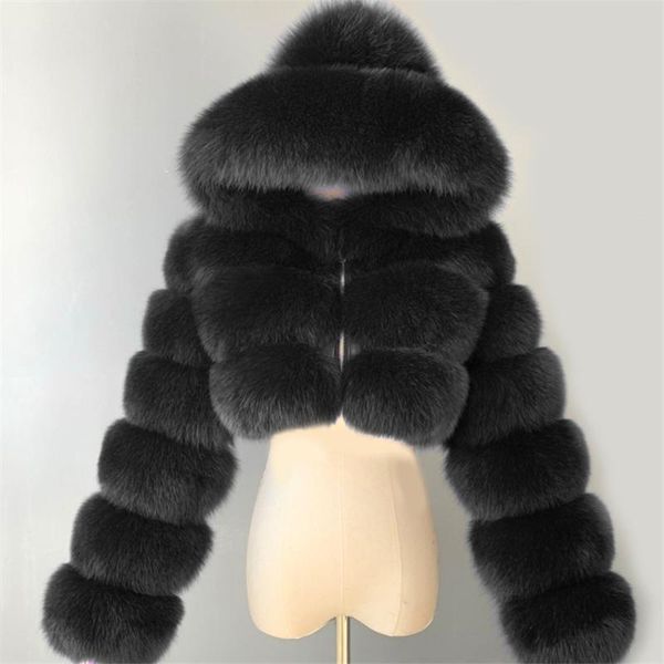 

women's fur & faux s-6xl real coat winter women jacket 2021 warm fashion plus size luxury clothes with genuine hood female, Black