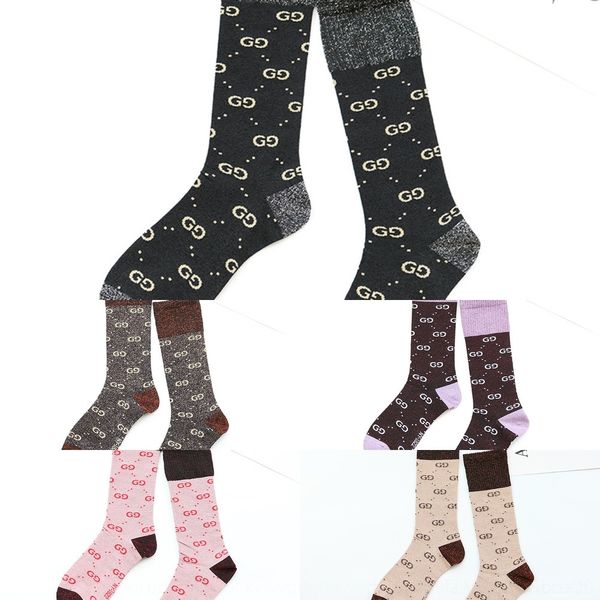 

rofxe chaopai children's new style chaopai double street onion gold letter silver silk female socks personality with children's g, Black
