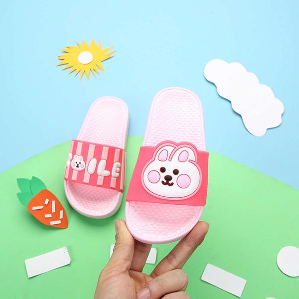 

slippers new children's cartoon rabbit head dinosaur in summer, Black;red