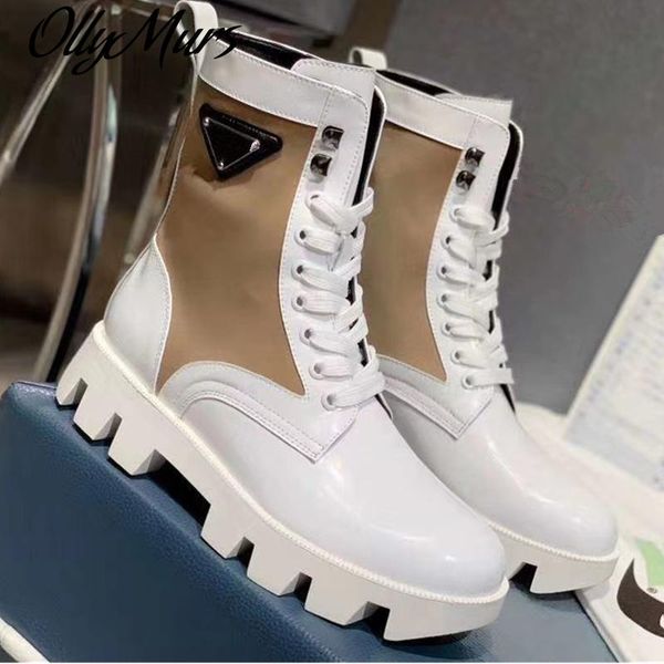 

mixed color women ankle boots fashion high lace up women martin boots autumn winter motorcycle platform, Black