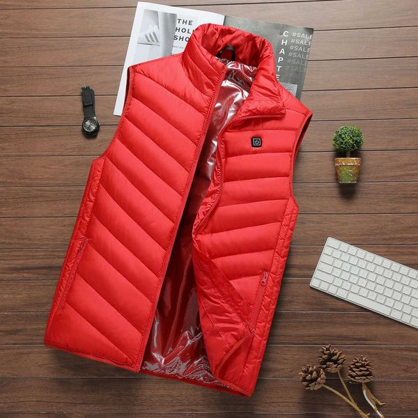 

new winter men's casual charging usb interface intelligent constant temperature heating vest, Black;white