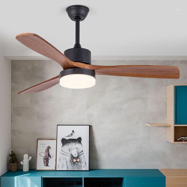 

american retro led ceiling fan, living room dining room wooden ceiling fan, with light, 48 inch blade remote control fan1