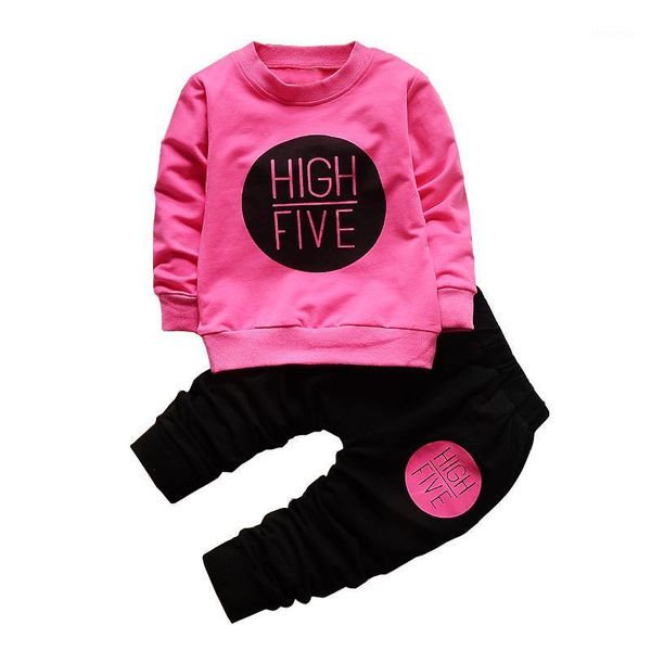

clothing sets baby girls cute children cotton shirt+ trousers full sleeved letter sportswear 2pcs suit kids 1, White
