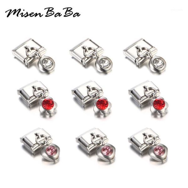 

10pcs/lot stainless steel crystal charms scalable elastic hook heart round flower crystal charms diy bracelet jewelry making1, Bronze;silver