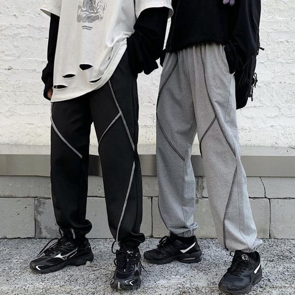 

autumn casual pants men's fashion solid color cotton straight-leg pants men streetwear loose hip-hop stretch waist trousers mens1, Black