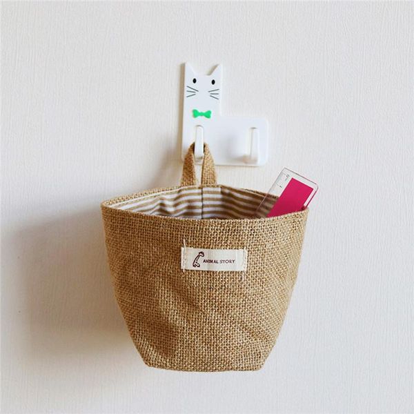 

2021 hanger storage bags cotton linen wall door hanging organizer container bedside wardrobe closet storage bag pocket basket