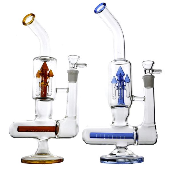 Bong in vetro da 12 pollici Rocket Style Alien Oil Rigs Dab Rig Pipa ad acqua per fumatori Cyclone Glass Bong Colori assortiti su richiesta