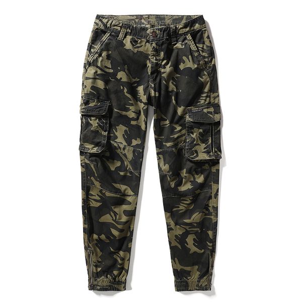 

2021 new camouflage military fashion men jeans multi pockets casual cargo pants slack bottom hip hop joggers streetwear harem trousers 25hh, Blue