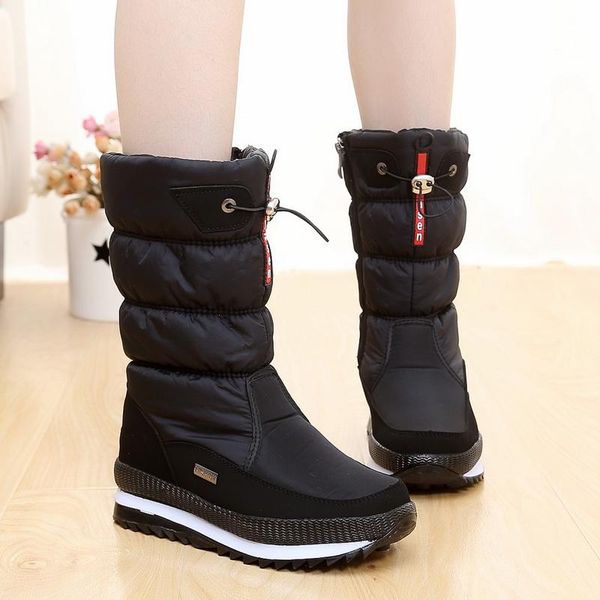 

boots 2021women snow platform winter thick plush waterproof non-slip fashion women shoes warm fur botas mujer, Black