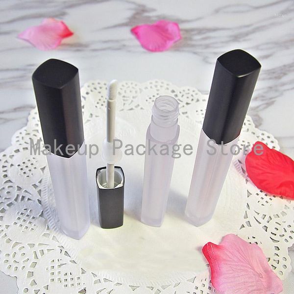 

storage bottles & jars 50pcs/lot 5ml empty pet square matte clear lip gloss tube plastic cosmetic liquid lipstick frosted lipbalm refillable