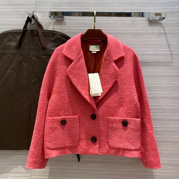 

европейские и американские женской одежды 2020 зима новый стиль с длинным рукавом лацкане однобортный модные шерстяные пальто ткани, Black