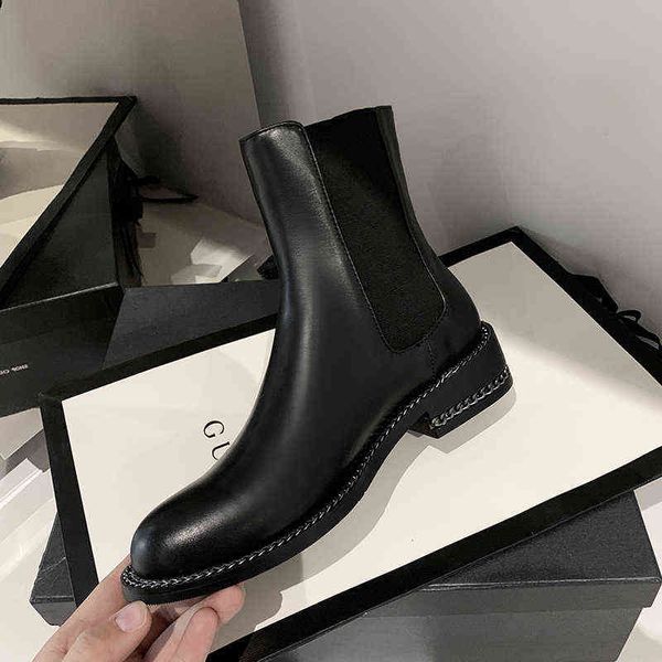 

botines cuero natural para mujerbotas cortas retroeuropeode vaca y ante de vacaestilo chelsea fashion snow boots brands shoes for women, Black