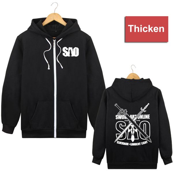 

2021 new arrival anime sword art online sao cosplay hoodies autumn winter thicken coat fleece jacket clothes hoodie costume ev9g, Black
