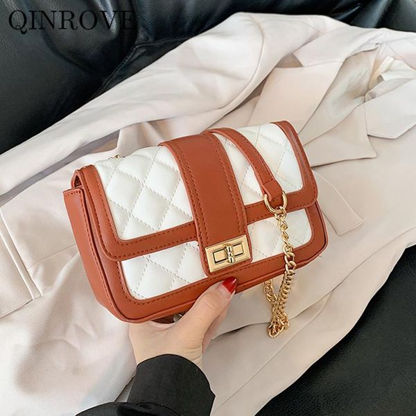 

diamond lattice flap shoulder bag chains strap handle bag fashion small casual clutch women's 2020 pu leather soft solid