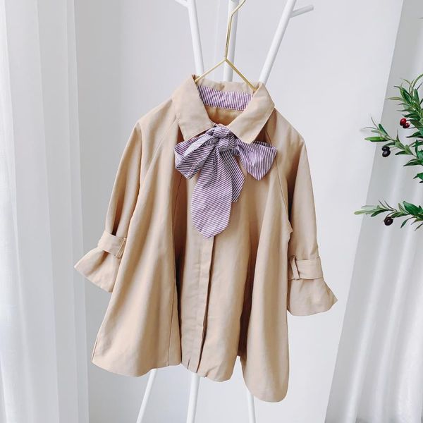 

baby girl autumn fashion outerwear 2020 new kids solid sweet coats with striped bow-knot children clothing 2 6 years, Blue;gray