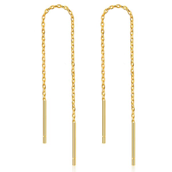 

stylever 18k gold plating 925 sterling silver minimalism dangle chain earrings hypoallergenic drop earrings for women and girls, Golden;silver