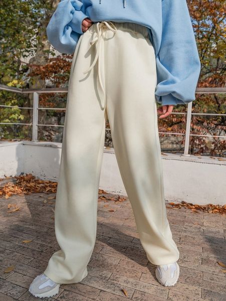 

dazy drawstring waist straight leg pants 90za#, Black;white