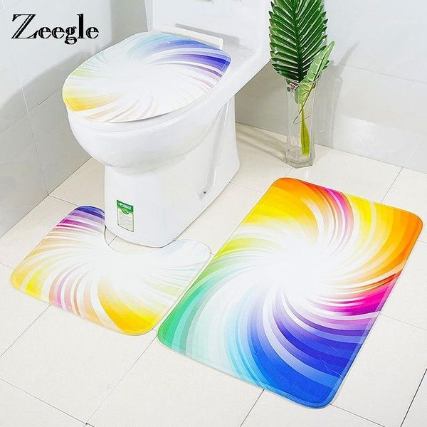 

zeegle bath mat 3pcs bathroom mat carpets set absorbent toilet cover bathroom toilet mats non-slip bath rugs floor mats1