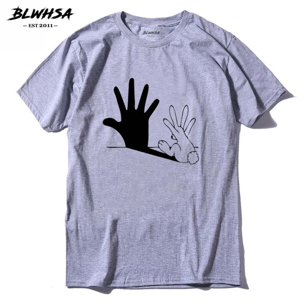 

blwhsa fashion cartoon black white rabbit hand shadow printed men's funny humor summer casual fitness hooded sweatshirt hoodie men t sh