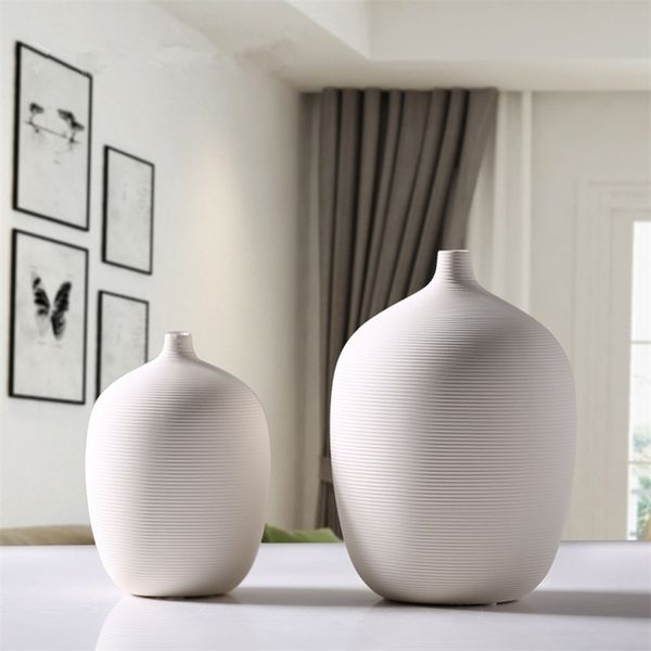 2020 Novo estilo moderno porcelana chinesa vasos branco rosca vasos de cerâmica para casamento e casa decoração escritório flores 22 lj201208