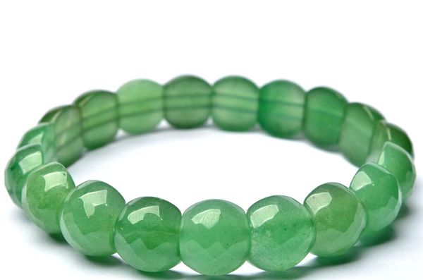 

bangle natural green aventurine bracelets geometry long beaded stone/bracelet elastic, Black