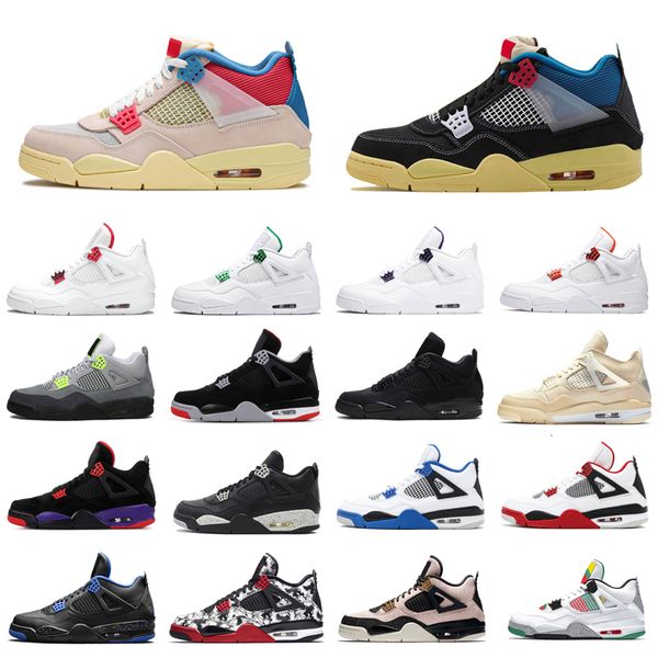 

4 4s jumpman men shoes union black uava ice sail neon metallic pack cement cactus jack mens trainers outdoor sports sneakers