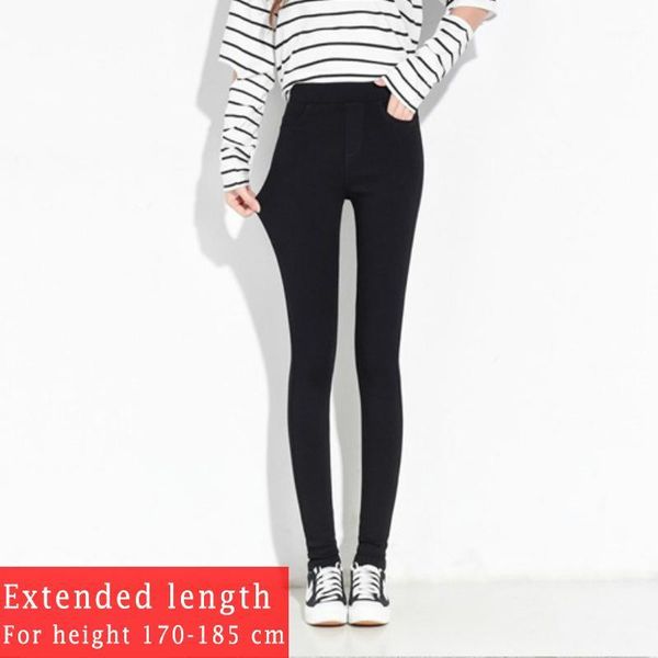 

170-185cm tall women high waist skinny denim pencil pants elastic plus size stretch jeans female distressed trousers slim capris1, Black;white
