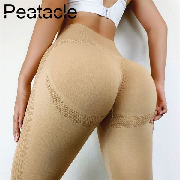 

peatacle seamless yoga pants sports fitness leggings gym step for exercise scrunch butt high waist tight clothes for women 201104, Black