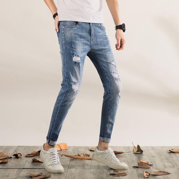 

pants autumn sweatpants streetwear jeans male trousers classic skinny denim jeans for men slim designer casual straight1, Blue