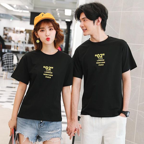 

short sleeve men's t-shirt country trend handsome 2020 summer new style half sleeve t-shirt loose hip hop couples 1, White;black