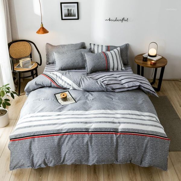 

bedding sets satin cotton set strip bed spring duvet cover king size bedclothes quilt pillowcase1