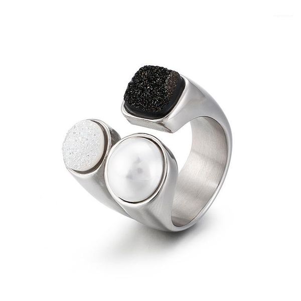 

High Quality Titanium Steel Rings Accessories Jewel Ring Fashion Jewelry Engagement Valentine Lover Couples Party Women Gifts1, Slivery;golden