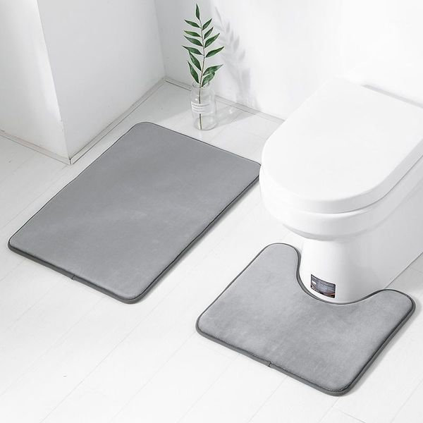 

fashion flannel toilet rug set household bathroom mat set memory cotton toilet carpet highly absorbent shower room non-slip mat1