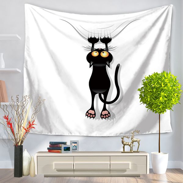 

5 designs black cats pattern tapestries polyester tapestry wall carpet living room throw yoga mat towel beach shawl 150*130cm