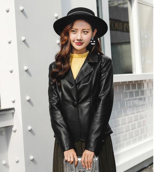 

women leather blazer spring and winter female jacket outerwear black office lady suit coat casual suede1