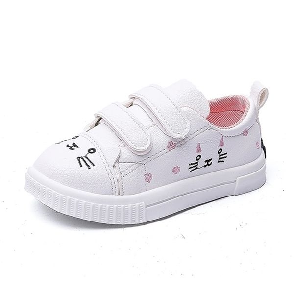 

cuzullaa girls fashion sneakers kids cute cat decoration sports children breathable non-slip rubber sole casual shoes y201028, Black;red