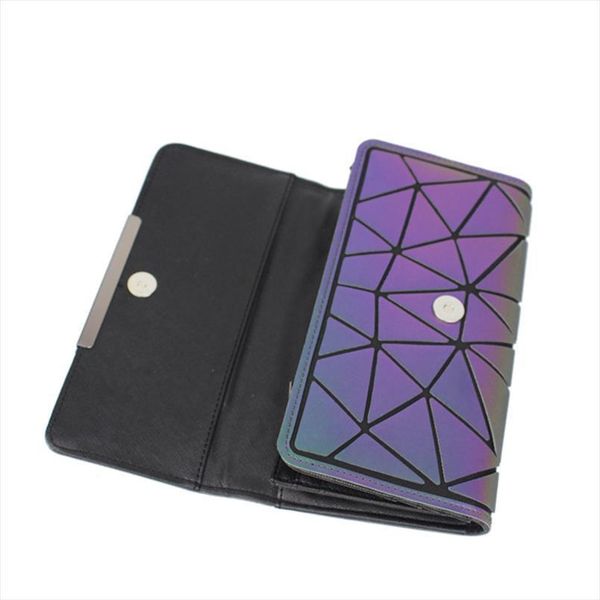 

brand design women long wallets purse geometry holographic luminous clutch female phone bag three fold card holder carteira, Red;black