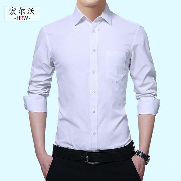 

men shirts new long-sleeved shirt business autumn dress solid color twill shirt korean casual large size slim wholesale1, White;black
