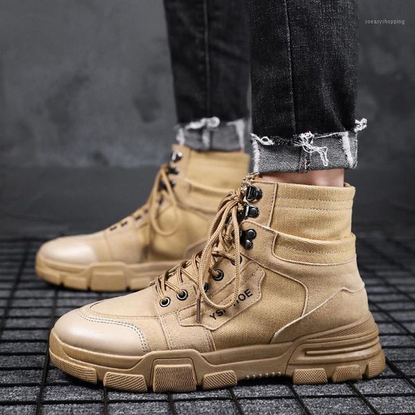 

men's ankle boots autumn winter fashion retro lace up casual flats shoes canvas boot man outdoor motorcycle boots1, Black