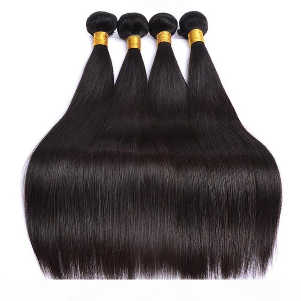 

10a brazilian straight virgin hair 4 bundles unprocessed brazilian straight hair weave bundles human hair extensions, Black