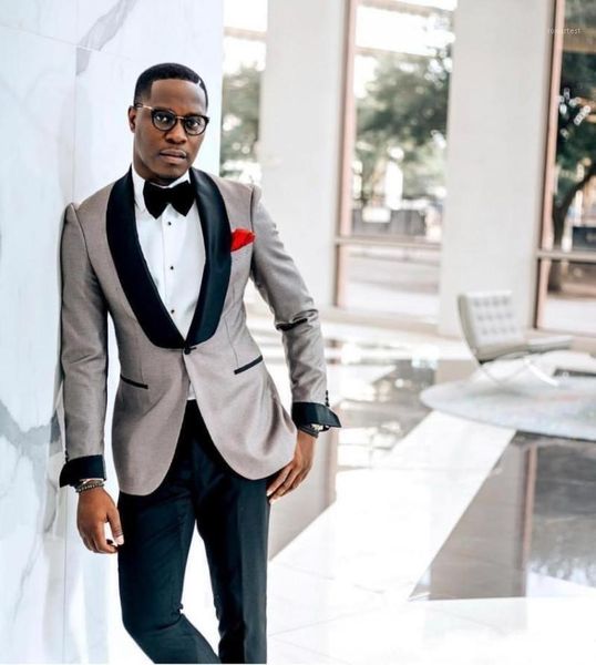 

latest wedding tuxedos men's blazer suits formal custom made black shawl lapel one button mens wedding suits (blazer+pants)1, White;black