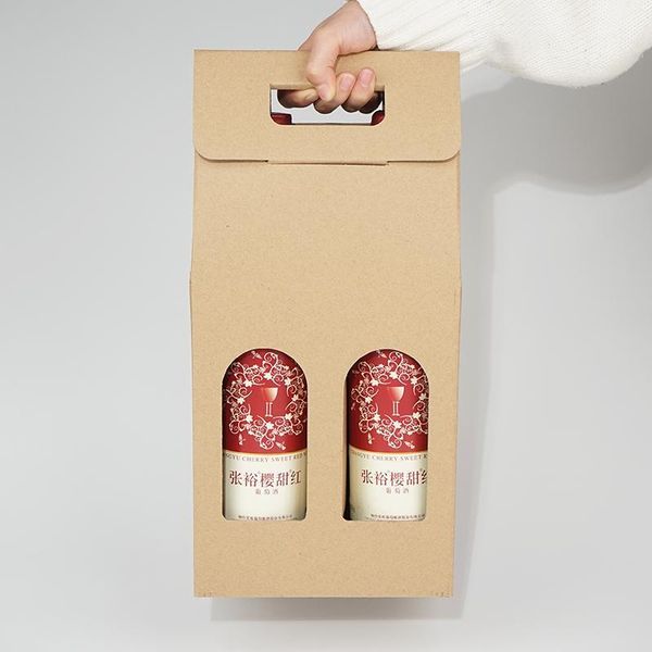 

gift wrap 2021 creative packaging bags paper box with string for red wine oil champange bottle carrier holder packing1