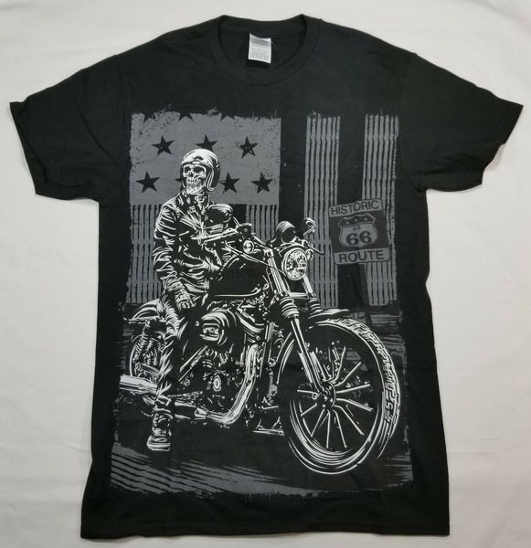 

skull biker men small t-shirt route 66 american flag motor cycle sport hooded sweatshirt hoodie