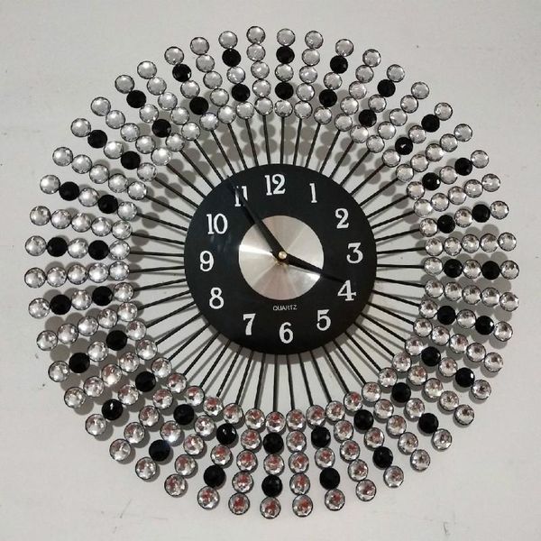 

wall clocks european style foreign trade personality fashion creative living room clock mute metal diamond craft lx110305
